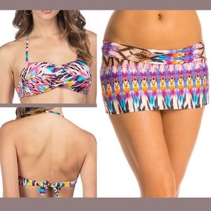 NEW 2PC Kenneth Cole Bikini Top +‎ Skirt Bottom Set